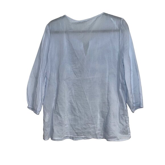 Style & Co Womens Light Blue Embroidered Tunic Top With Tassels Size L - Picture 7 of 9